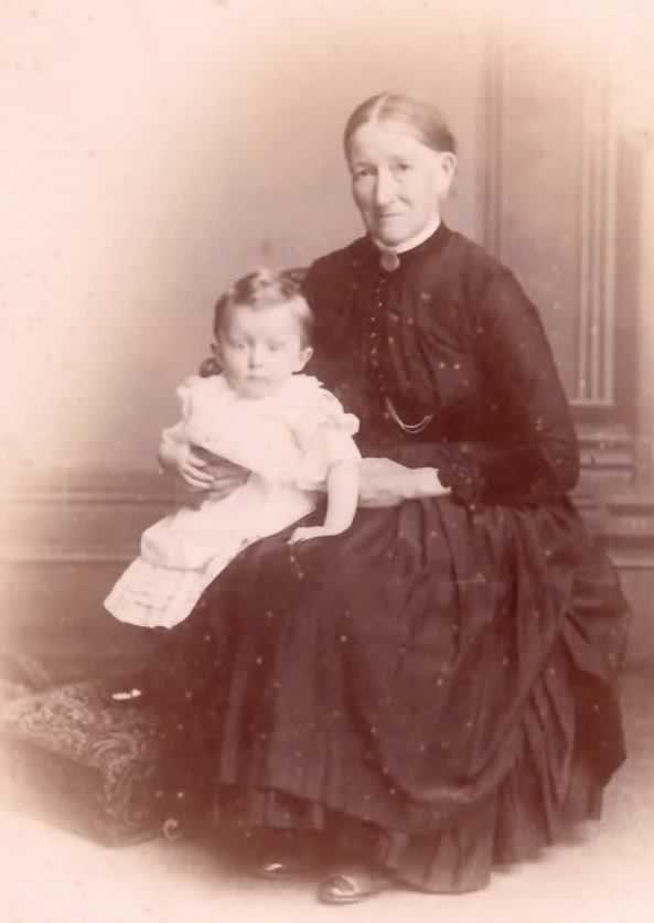 Grandmother Parker or Barnes with young James Parker Barnes  taken by  W.Currer Studios in Morecambe.