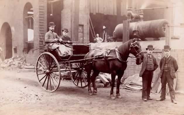 Thomas Hammerton Barnes, of Barnes and Co., Sheffield, outside his company at the Slack's Steel Works or the Cardigan Works.